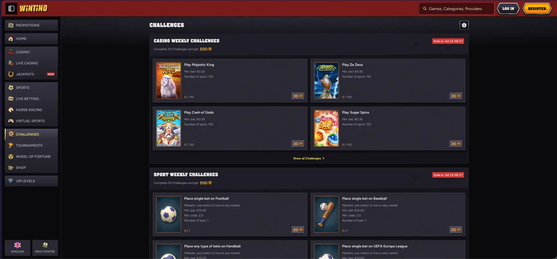 Wintino weekly challenges
