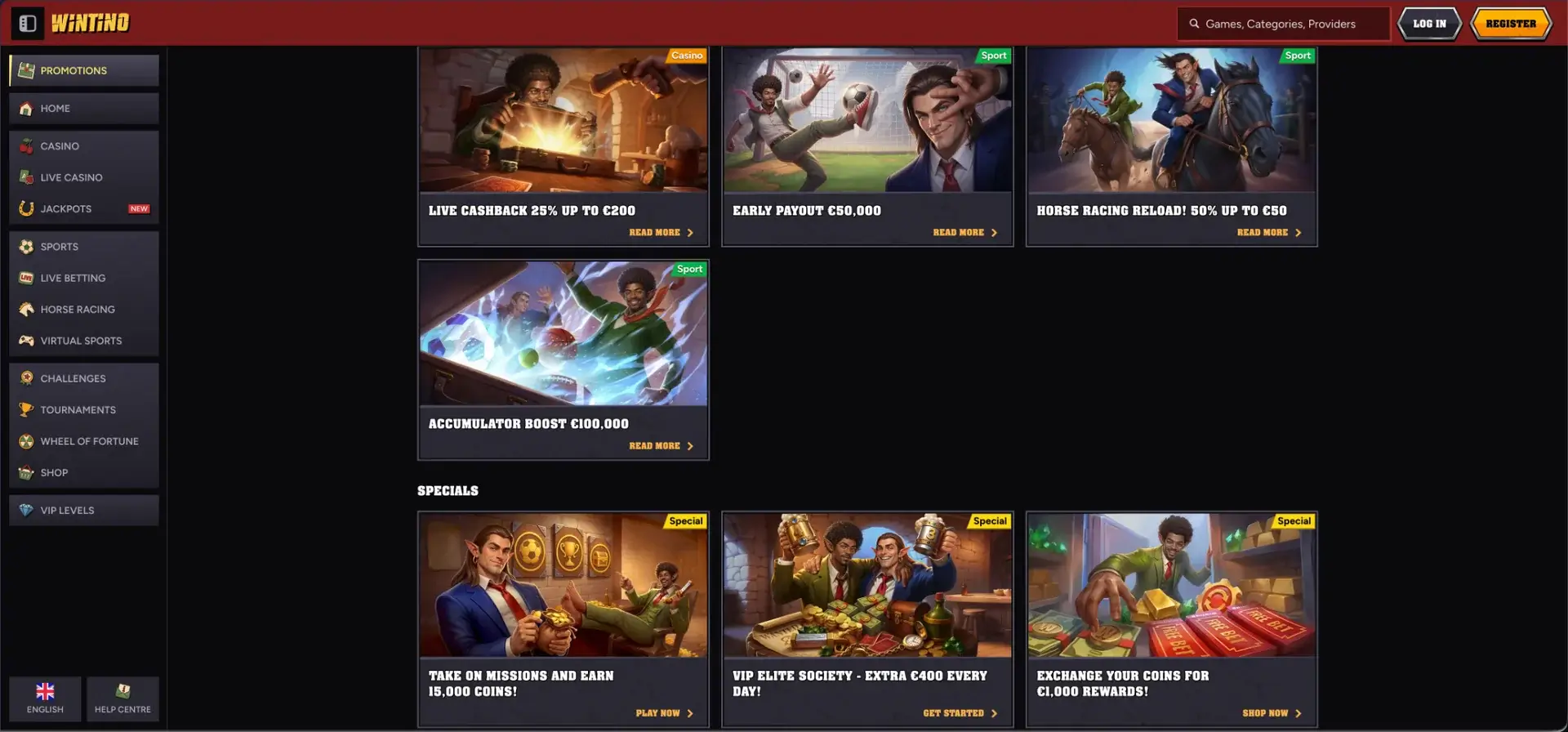 More Wintino casino promotions
